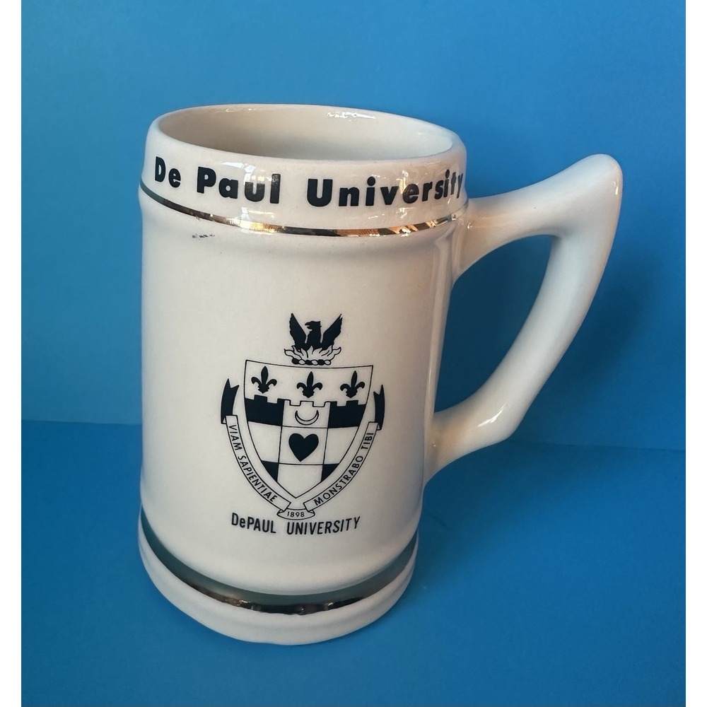 Vintage DePaul University Mug Stein Souvenir 5.5" Tall 1898